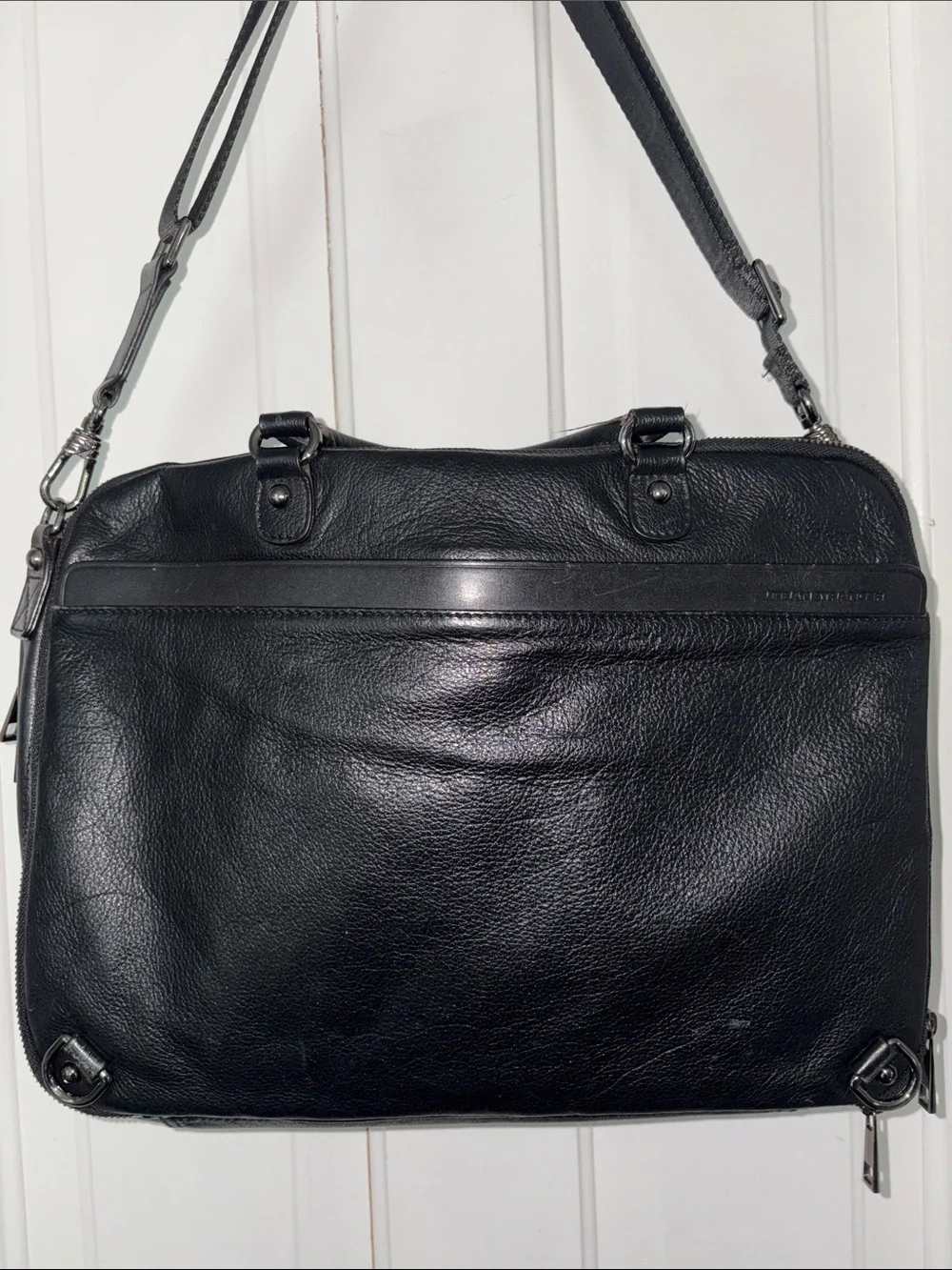 Stranger Black Full Grain Leather Laptop Bag